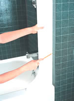 Clean mounting area thoroughly. Outline guard on wall and inside flat surface of tub with pencil.